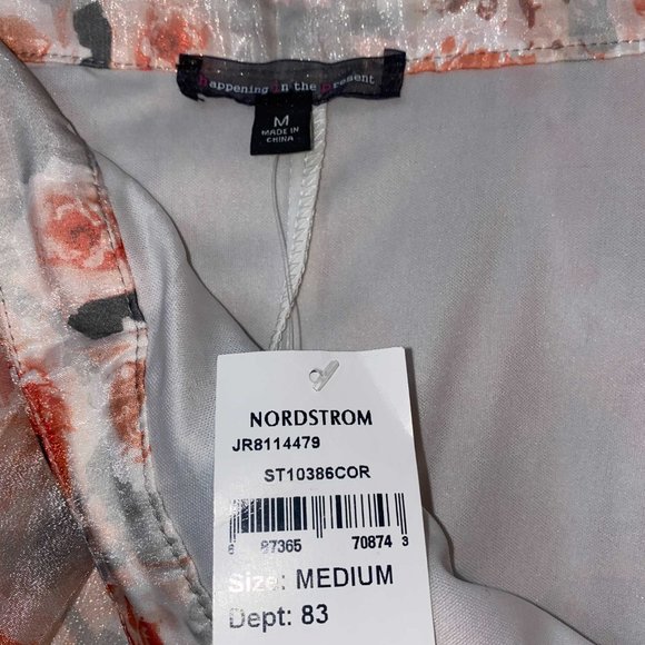 NWT Nordstrom HIP Pink Floral Short Skirt Sheer Mini Gray A Line Girly Sweet - Picture 5 of 6